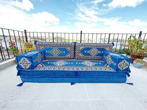 8 thickness floor cushions, turkuoise floor couches, arabic majlis, arabic floor sofa seating, pallet sofa, sectional sofa, bench cushions (blue)