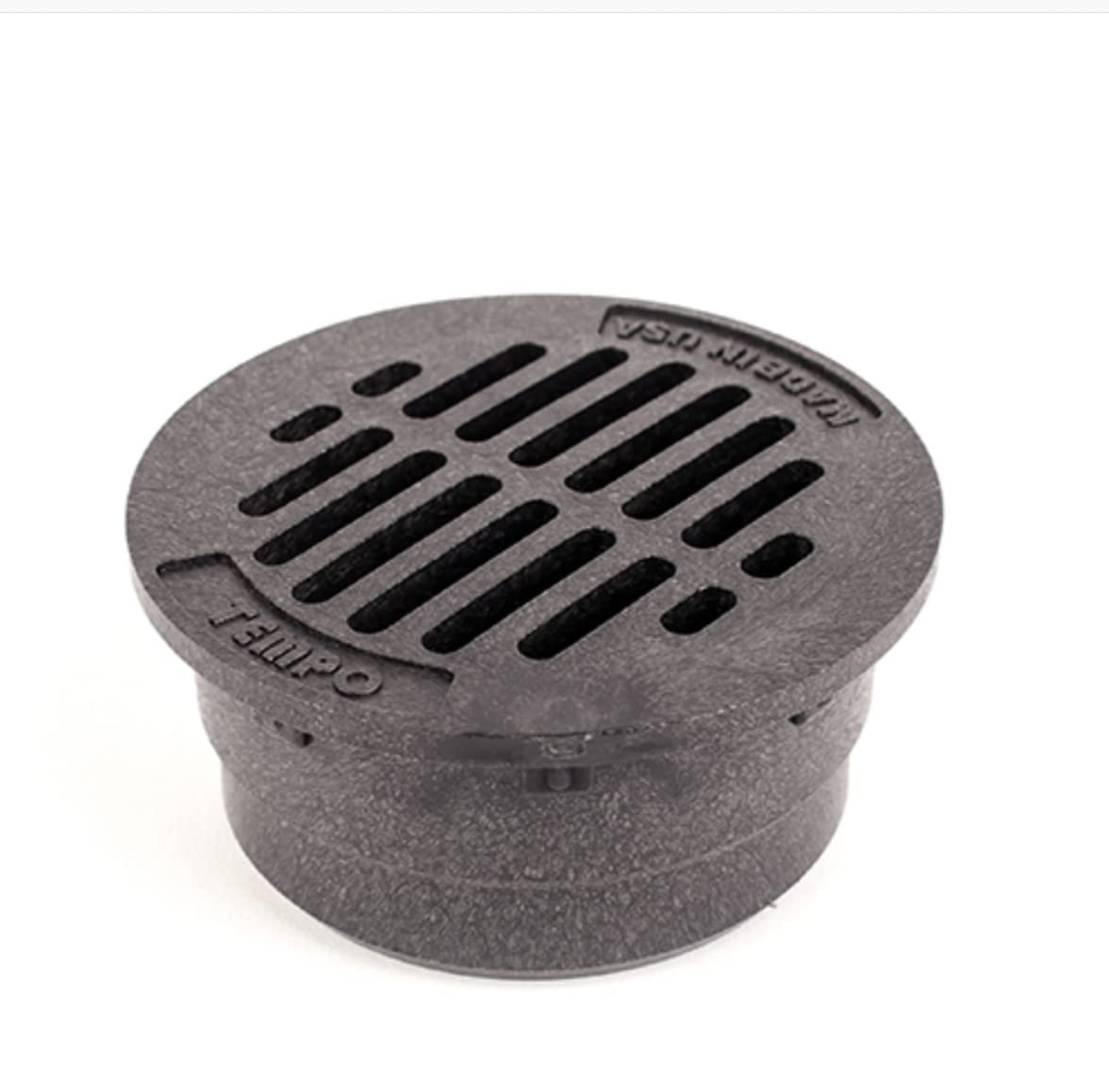 Premium USA Made 3" Inch Black Outdoor Round Flat Drain Grate Cover - Fits 3" Inch Sewer & PVC Drain Pipe/Fittings, Also Fits Triple Wall Pipe & Corrugated Landscape Pipe 3" (Black)