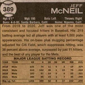 2022 Topps Heritage #389 Jeff McNeil New York Mets Official MLB Baseball Card in Raw (NM or Better) Condition