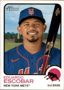 2022 topps heritage #254 eduardo escobar new york mets official mlb baseball card in raw (nm or better) condition