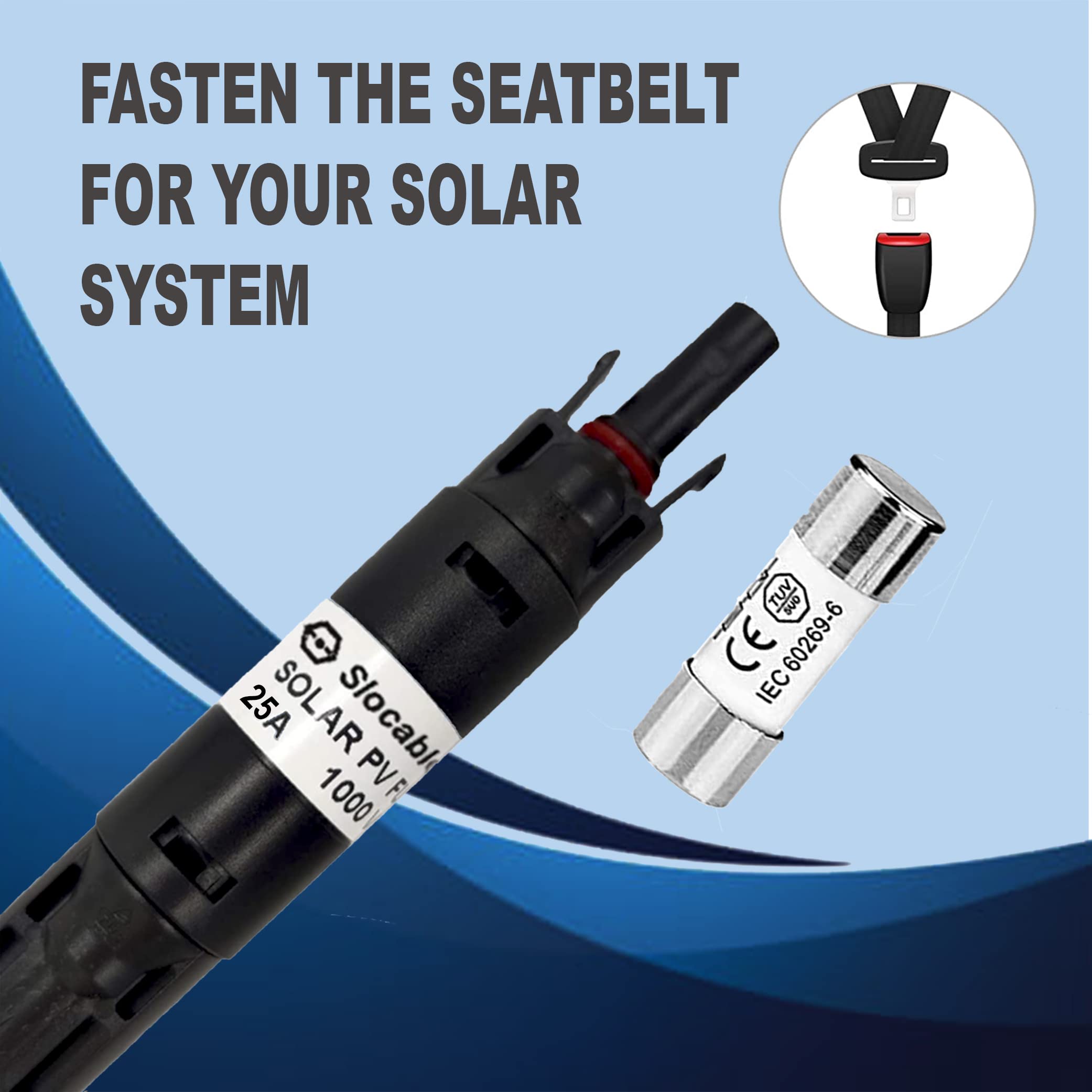 Solar Odyssey 25A Solar Fuse Holder with Single Fuse 1000V in-line Waterproof IP68 Male and Female Connector