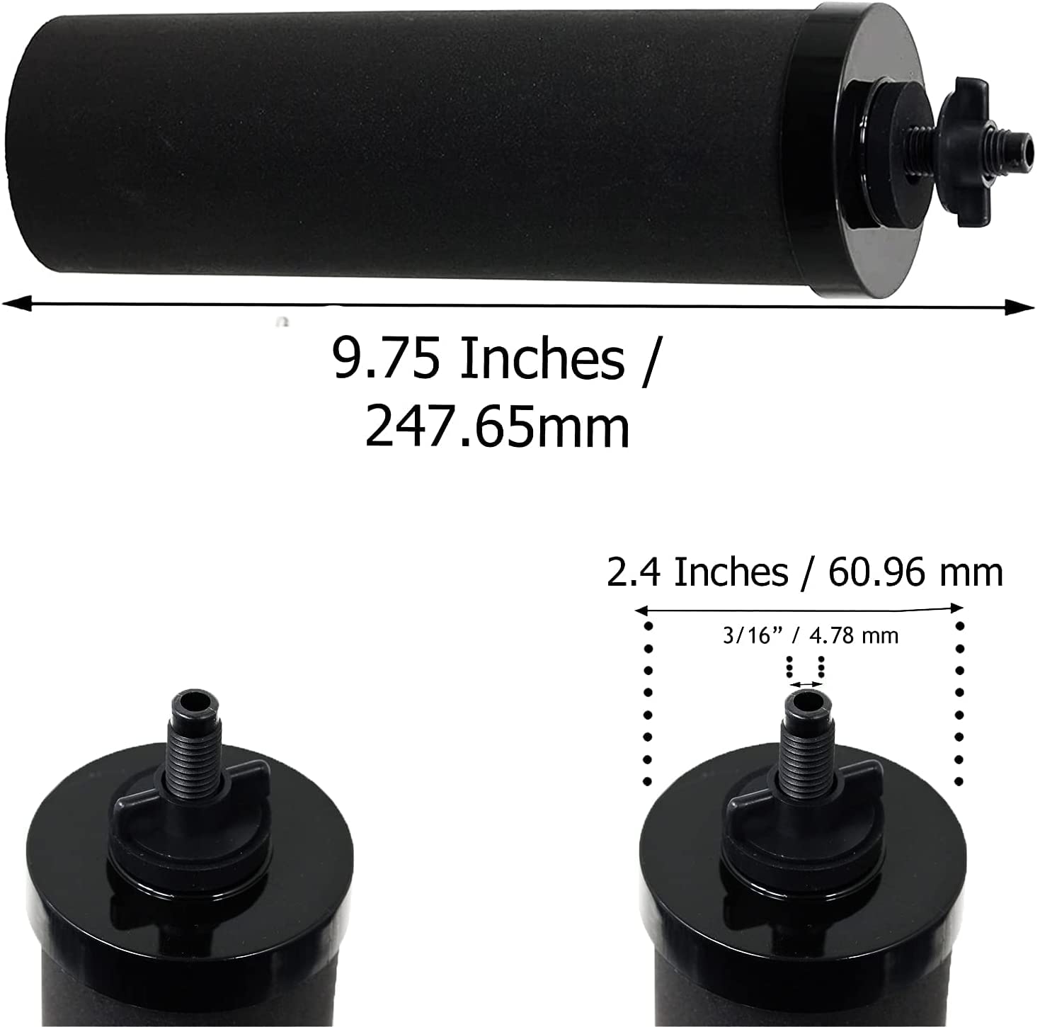 Virego 2-9BB Water Filters, Black 2-9BB Purification Elements Certified by NSF/ANSI 42, for Berkey 2-9BB Black Filters Replacement Compatible with Berkey Gravity Filtration System (Pack of 2)