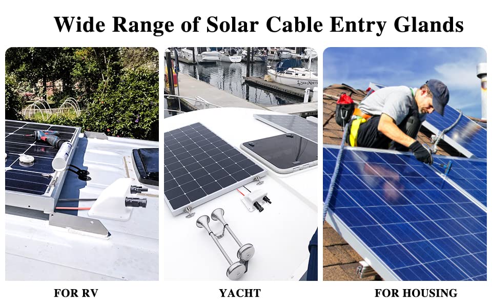 Slocable Weatherproof ABS Double Cable Entry Gland with 10Ft 10AWG Soft Copper Cable,UV Resistance Dual Cable Entry Housing for Solar Project on Rv, Boat,Camper,Van (with 10ft 10awg Cable)