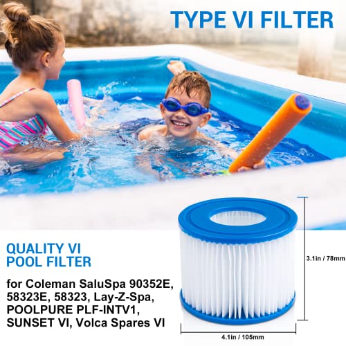 Filtmonster 6 Pack Type VI Hot Tub and SPA Filter Replacement Cartridge for Inflatable hot tub Accessories
