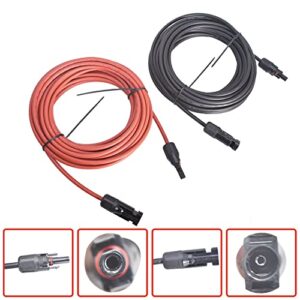 Kimllier 20FT Solar Panel Extension Cable Wire with Male and Female Connector Black and Red 12AWG