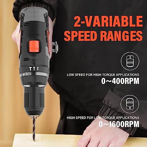 Cordless Drill, Maxlander 20V 1/2'' Drill Set with 1.5Ah Battery and Charger, Power Drill Cordless for Concrete Wall, Wood, Metal - Variable Speed