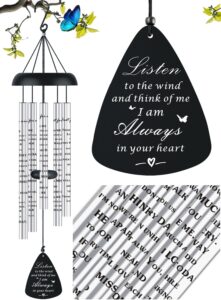 sympathy memorial wind chimes for outside loss of loved one, sympathy gift baskets windchimes outdoors in memory of a loved one, grief funeral bereavement memorial gifts for loss of father mother, 32"