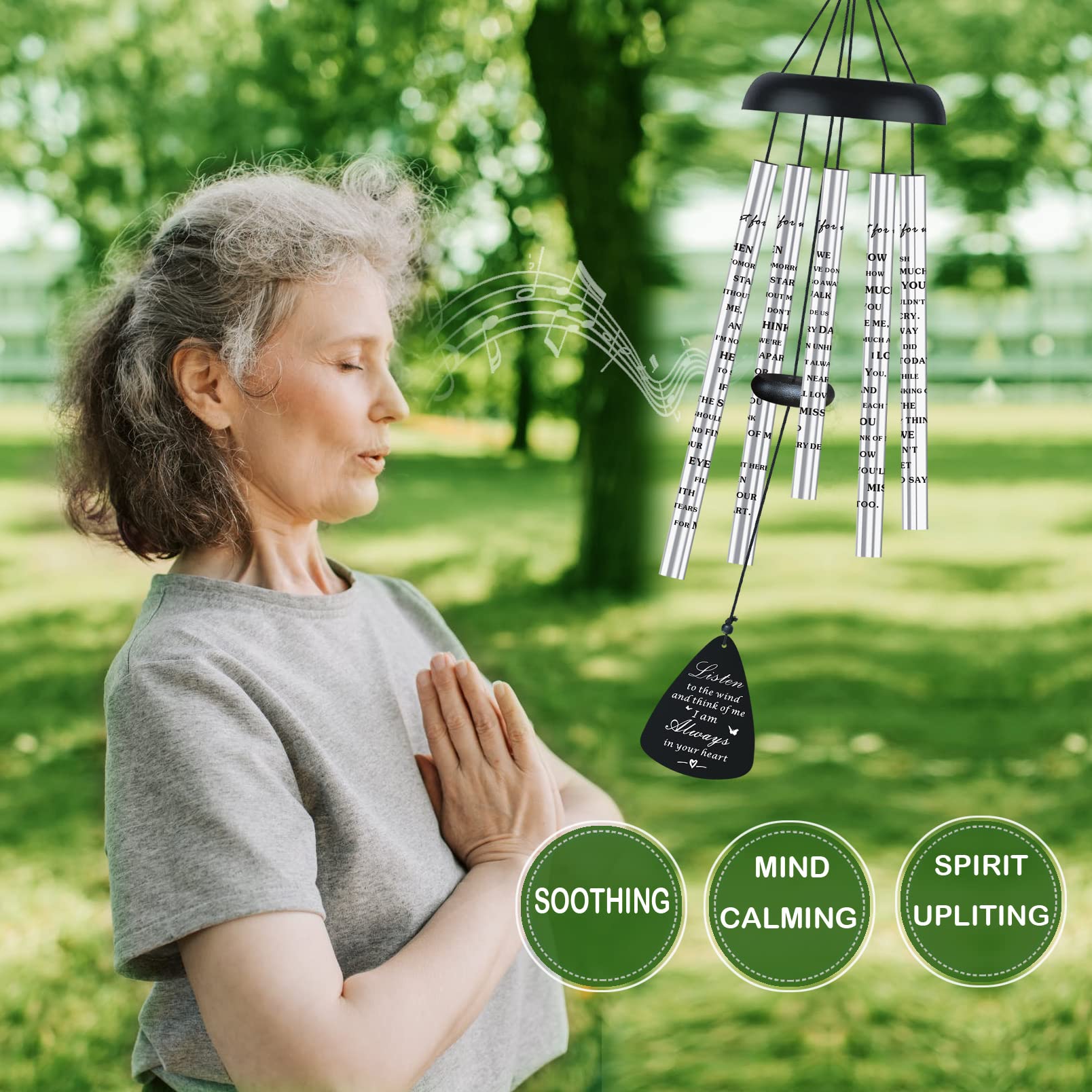 Sympathy Memorial Wind Chimes for Outside Loss of Loved One, Sympathy Gift Baskets Windchimes Outdoors in Memory of A Loved One, Grief Funeral Bereavement Memorial Gifts for Loss of Father Mother, 32"