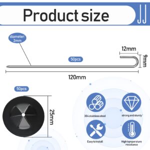 Solar Panel Guard Clips Animal Guard Fastener Clips Solar Panel Animal Guard Roll Kit Stainless Steel Fastener Clips for Solar Panel Bird Wire Pigeon Fence (50 Packs, 25 mm)