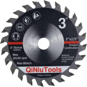 QiNiuTools 3 Inch 76mm 24-Tooth TCT Circular Saw Blade for Wood Plastic Composite Material Cutting