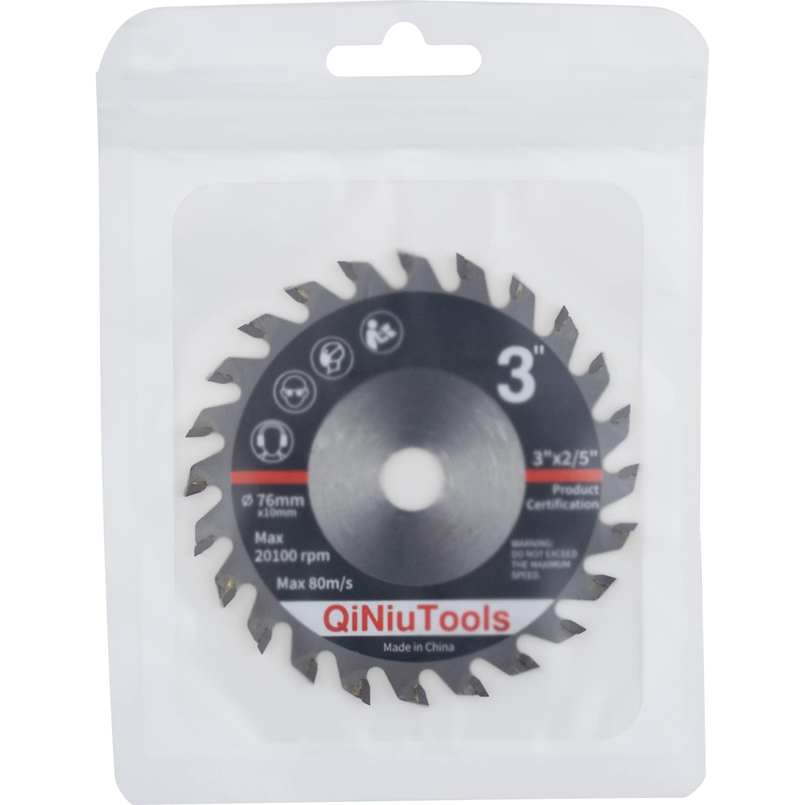 QiNiuTools 3 Inch 76mm 24-Tooth TCT Circular Saw Blade for Wood Plastic Composite Material Cutting