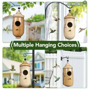 Hummingbird House, Wooden Hummingbird Houses for Outside,Hummingbird Houses for Outside for Nesting, Wooden Hummingbird House for Outside Hanging (3PCS (A+B+C))