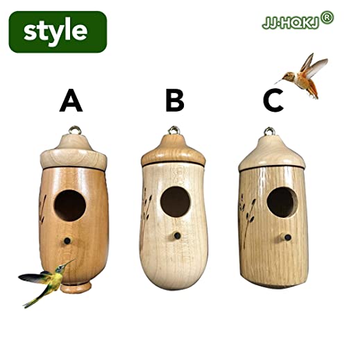 Hummingbird House, Wooden Hummingbird Houses for Outside,Hummingbird Houses for Outside for Nesting, Wooden Hummingbird House for Outside Hanging (3PCS (A+B+C))