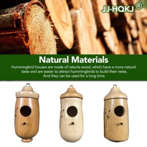 Hummingbird House, Wooden Hummingbird Houses for Outside,Hummingbird Houses for Outside for Nesting, Wooden Hummingbird House for Outside Hanging (3PCS (A+B+C))