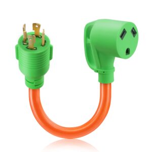 flameweld generator adapter cord - nema l14-30p twist lock male plug to tt-30r female with handle, 4 prong 30 amp up to 7500w stw 10/3 awg rv generator adapter cord, ul