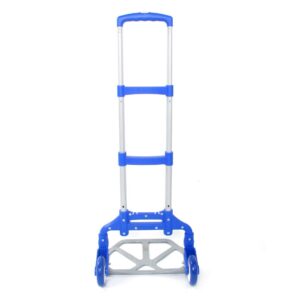 Winado Folding Hand Truck Portable Folding Hand Cart, 165Lbs Load Aluminium Foldable Design to Save Space, for Luggage Travel Home Personal Use, Blue Set