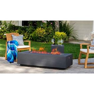 Afuera Living 56'' Patio Concrete Fire Pit Table, Rectangular Outdoor Fire Tank Table, Propane Gas Cover Included, Light Weight, Dark Grey, 56''L x 20''W x 15''H