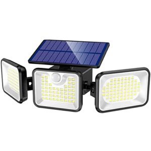 fatpoom solar outdoor lights, 180 led 3000lm solar motion sensor light outdoor, ip65 waterproof luces solares para exteriores with 3 adjutable head wide angle for outside garage yard patio 1pack