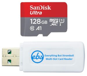sandisk 128gb ultra microsd uhs-i memory card works with motorola phone moto g stylus (2022), moto g22 (sdsqua4-128g-gn6mn) a1 c10 bundle with 1 everything but stromboli microsdxc memory card reader