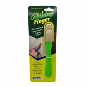 the caulking finger, a caulk smoothing tool providing smooth finishing to caulks like a professional. comfort grip, durable and easy to use. saves your fingers from splinters and soreness