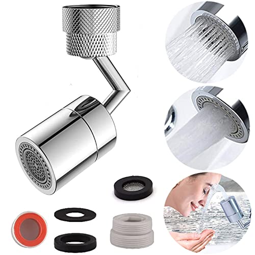 Universal Splash Filter Faucet,720 Rotating Anti-Splash Faucet Extender with 2 Faucet Adapter, Faucet Aerator Sprayer for Kitchen Sink Bathroom (0.86/0.94)