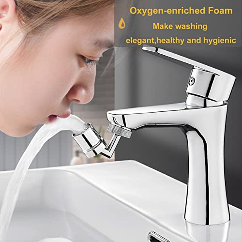 Universal Splash Filter Faucet,720 Rotating Anti-Splash Faucet Extender with 2 Faucet Adapter, Faucet Aerator Sprayer for Kitchen Sink Bathroom (0.86/0.94)