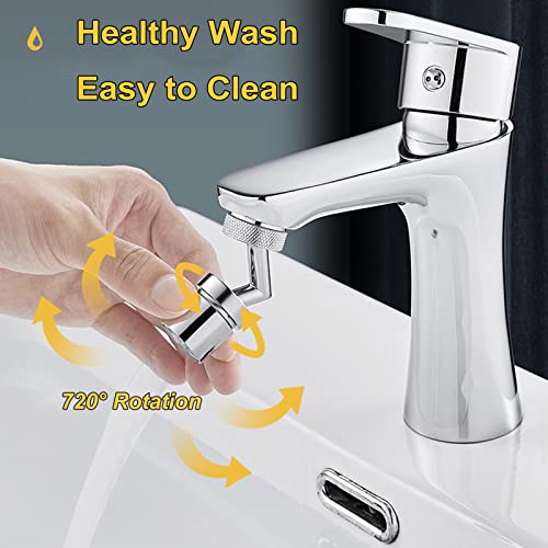 Universal Splash Filter Faucet,720 Rotating Anti-Splash Faucet Extender with 2 Faucet Adapter, Faucet Aerator Sprayer for Kitchen Sink Bathroom (0.86/0.94)