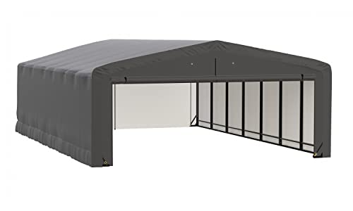 ShelterLogic ShelterTube Garage & Storage Shelter, 20' x 32' x 10' Heavy-Duty Steel Frame Wind and Snow-Load Rated Enclosure, Gray