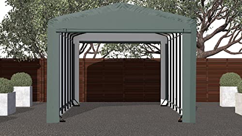 ShelterLogic ShelterTube Garage & Storage Shelter, 12' x 27' x 10' Heavy-Duty Steel Frame Wind and Snow-Load Rated Enclosure, Green