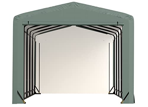 ShelterLogic ShelterTube Garage & Storage Shelter, 12' x 27' x 10' Heavy-Duty Steel Frame Wind and Snow-Load Rated Enclosure, Green