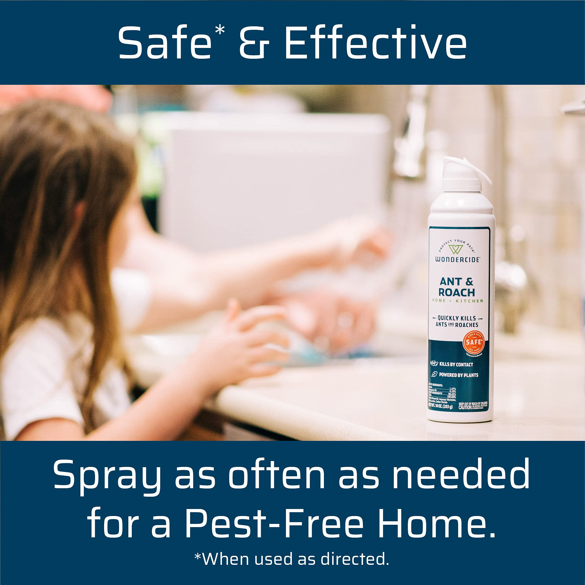 Wondercide - Ant & Roach Aerosol Spray for Kitchen, Home, and Indoor Areas - Ant, Roach, Spider, Flea, Stink Bug Killer with Natural Essential Oils - Pet Safe - 10 oz 2-Pack