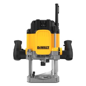 dewalt plunge router 15 amp, includes spindle lock button, 1/4” and 1/2” collets, built-in led light, corded (dwe625) ,yellow