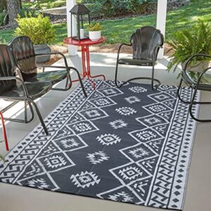 LILIOFFIC Reversible Mats - Plastic Straw Rug, 5' x 8' Outdoor Rug for Patio Clearance Decor, Modern Area Rugs, Floor Mat for Outdoors, RV, Backyard, Deck, Picnic, Beach, Trailer, Camping, Grey