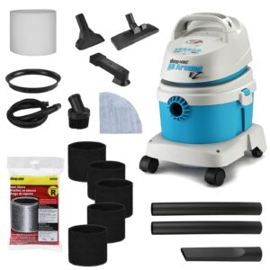 Shop-Vac 5895100 1.5 Gallon 2.0 Peak HP Wet/Dry Vacuum + 90585 Foam Sleeve Filter 5 Pack