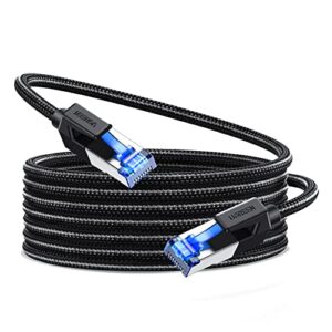 ugreen cat 8 ethernet cable 25ft, high speed braided 40gbps 2000mhz network cord cat8 rj45 shielded indoor heavy duty lan cables compatible for gaming pc ps5 ps4 ps3 xbox modem router 25ft