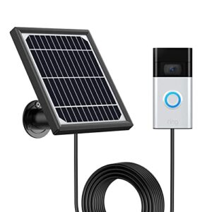 ayotu weatherproof solar panel for ring video doorbell 2nd gen 2020 release, 5v/3.5w(max) output power adapter continuous charging with 3.8m/12ft charge cable(not include doorbell), black