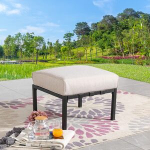 LOKATSE HOME Patio Foot Rest Outdoor Ottoman Modern Footstool for Garden Yard Deck Poolside, Beige