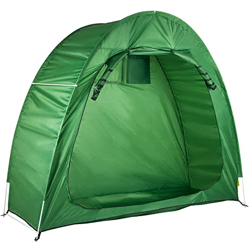 VEVOR Bike Cover Storage Tent, 420D Oxford Portable for 2 Bikes, Outdoor Waterproof Anti-Dust Bicycle Storage Shed, Heavy Duty for Bikes, Lawn Mower, and Garden Tools, w/ Carry Bag and Pegs, Green