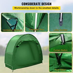 VEVOR Bike Cover Storage Tent, 420D Oxford Portable for 2 Bikes, Outdoor Waterproof Anti-Dust Bicycle Storage Shed, Heavy Duty for Bikes, Lawn Mower, and Garden Tools, w/ Carry Bag and Pegs, Green