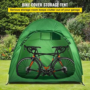 VEVOR Bike Cover Storage Tent, 420D Oxford Portable for 2 Bikes, Outdoor Waterproof Anti-Dust Bicycle Storage Shed, Heavy Duty for Bikes, Lawn Mower, and Garden Tools, w/ Carry Bag and Pegs, Green