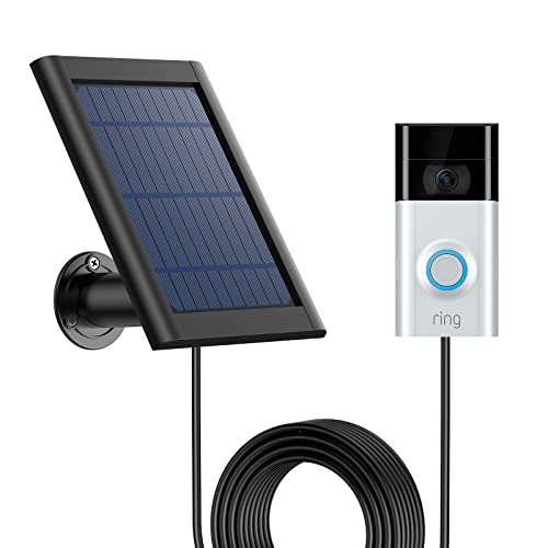 Ayotu Waterproof Solar Panel Compatible with Video Doorbell 4(2021 Release) & Doorbell 2/3/3Plus, 5V/3.5W(Max) Output Continuous Charging, 3.8M/12ft Coil with Wall Mount (NOT Include Camera), Black