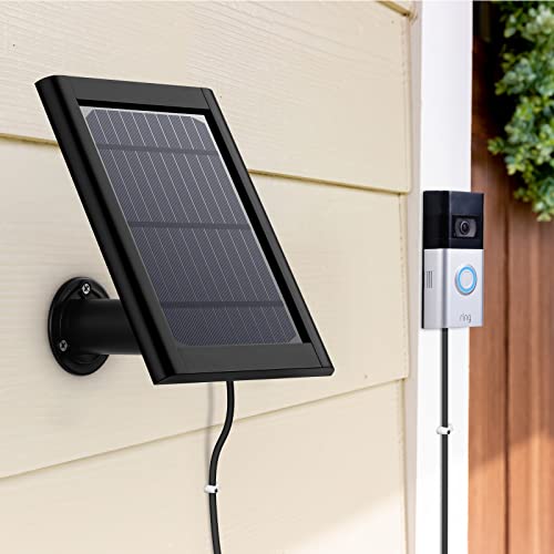 Ayotu Waterproof Solar Panel Compatible with Video Doorbell 4(2021 Release) & Doorbell 2/3/3Plus, 5V/3.5W(Max) Output Continuous Charging, 3.8M/12ft Coil with Wall Mount (NOT Include Camera), Black