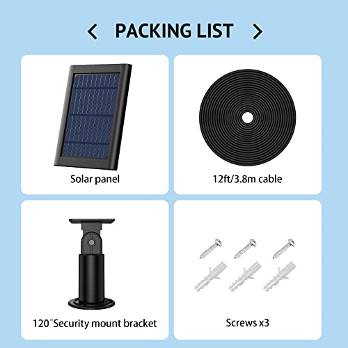 Ayotu Waterproof Solar Panel Compatible with Video Doorbell 4(2021 Release) & Doorbell 2/3/3Plus, 5V/3.5W(Max) Output Continuous Charging, 3.8M/12ft Coil with Wall Mount (NOT Include Camera), Black