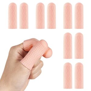 tifanso 12 pcs finger cots - finger protectors gel finger gloves covers fingertip sleeves guards for cracked skin, trigger finger and more, large size