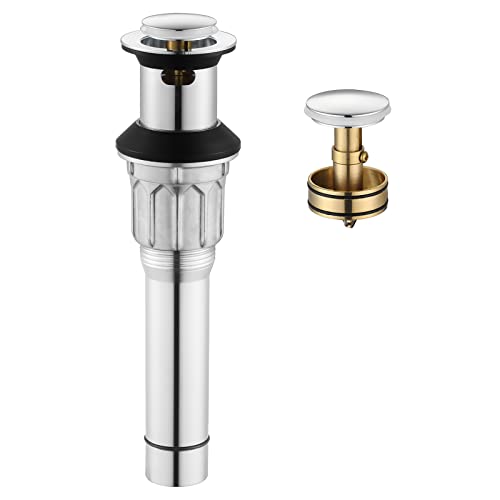 PARLOS Bathroom Sink Drain with Overflow, Metal Pop Up Drain for Vessel Sink, Chrome, 2108501