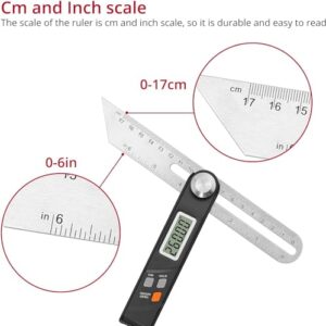 XUNTOP Sliding T Bevel Gauge with Stainless Steel Blade 360°Digital Protractor Portable Angle Finder with LCD Display for Woodworking, DIY