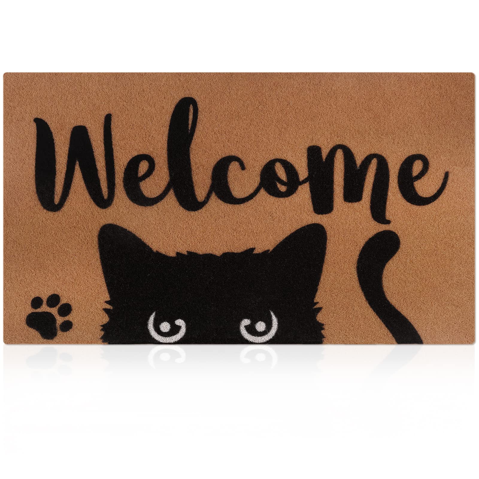 Percozzi Cat Welcome Doormat Funny Cat Mat with Non-Slip Backing Indoor Outdoor Welcome Door Mat for Entryway Porch Cat Lover Spring Summer Housewarming Gift