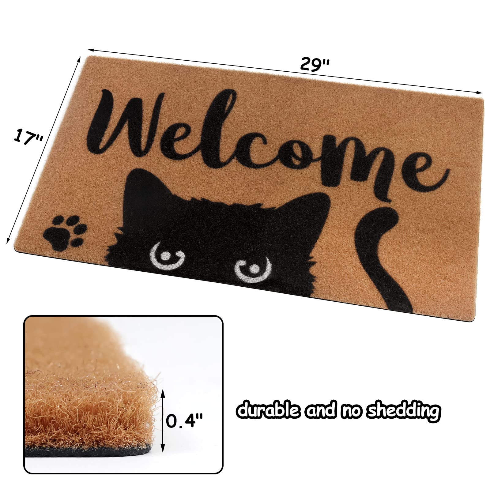 Percozzi Cat Welcome Doormat Funny Cat Mat with Non-Slip Backing Indoor Outdoor Welcome Door Mat for Entryway Porch Cat Lover Spring Summer Housewarming Gift