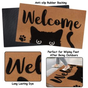 Percozzi Cat Welcome Doormat Funny Cat Mat with Non-Slip Backing Indoor Outdoor Welcome Door Mat for Entryway Porch Cat Lover Spring Summer Housewarming Gift