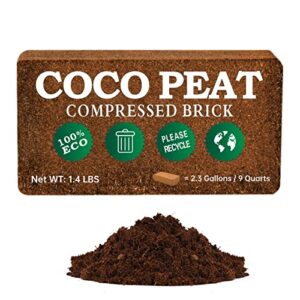 tileon coco coir brick 1.4lbs, coconut block expands 2.3 gallons / 9 quarts organic potting soil, peat moss for all plants, seeds and seedlings